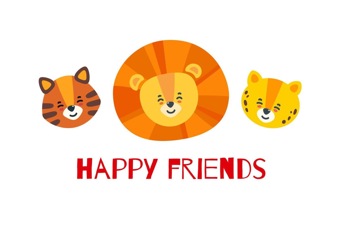 Heads of tiger, lion and leopard with inscription. Vector illustration