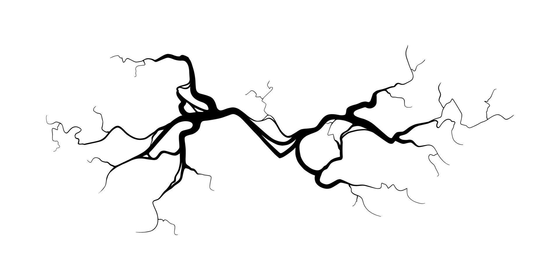 Crack on concrete or ground due to aging or drought. Fissure isolated in white background. Vector illustration