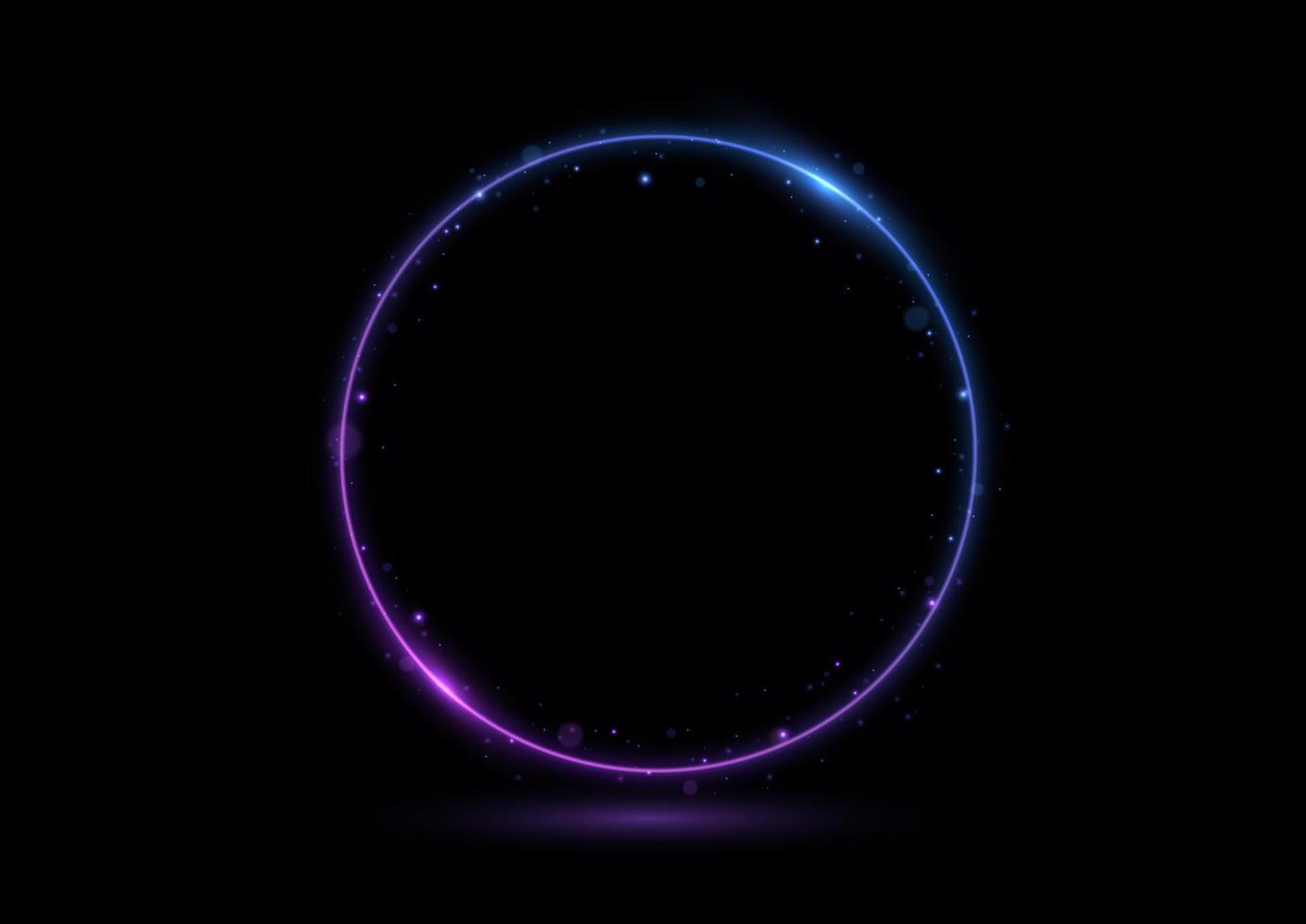 Neon swirl. Curve blue line light effect. Abstract ring background with glowing swirling background. Energy flow tunnel. Blue portal, platform. Magic circle vector. Round frame with light effect vector