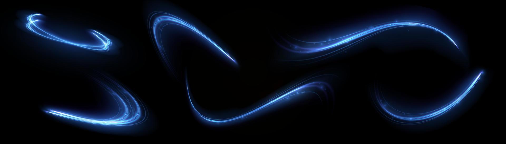 Blue glowing shiny lines effect vector background. Luminous white lines of speed. Light glowing effect. Light trail wave, fire path trace line and incandescence curve twirl.