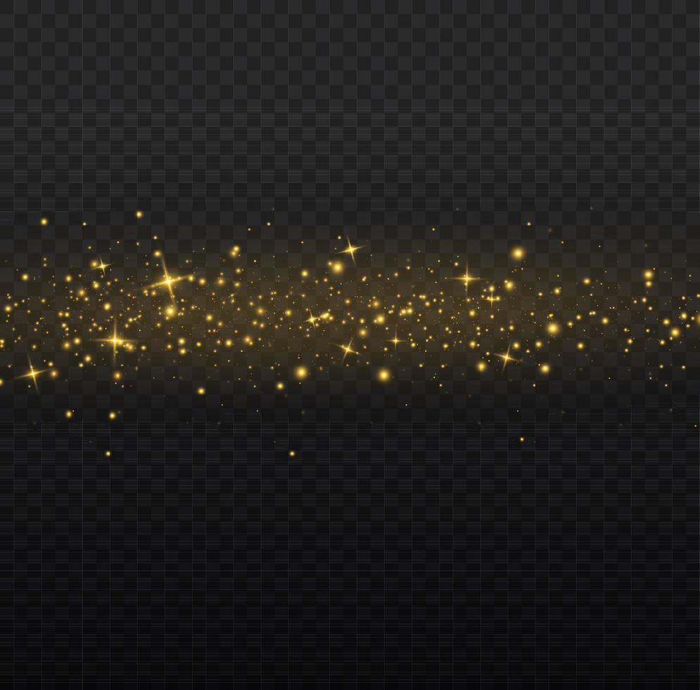 Vector sparkles. Gold dust. Yellow sparks shine light effect.