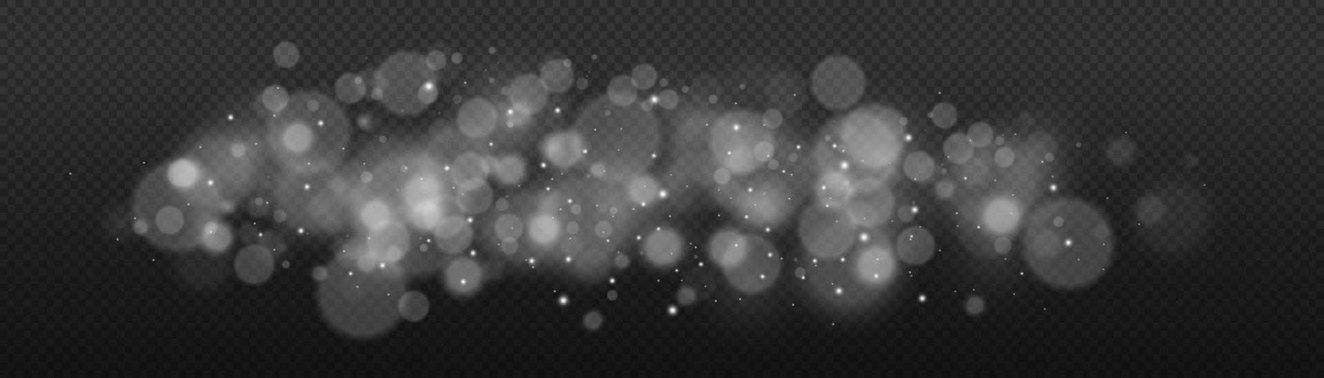 fondo aislado con efecto bokeh de luz. luces de bokeh brillantes abstractas de luz. fondo de navidad de polvo brillante. destello de destello de concepto de navidad. luz de polvo png blanco. vector