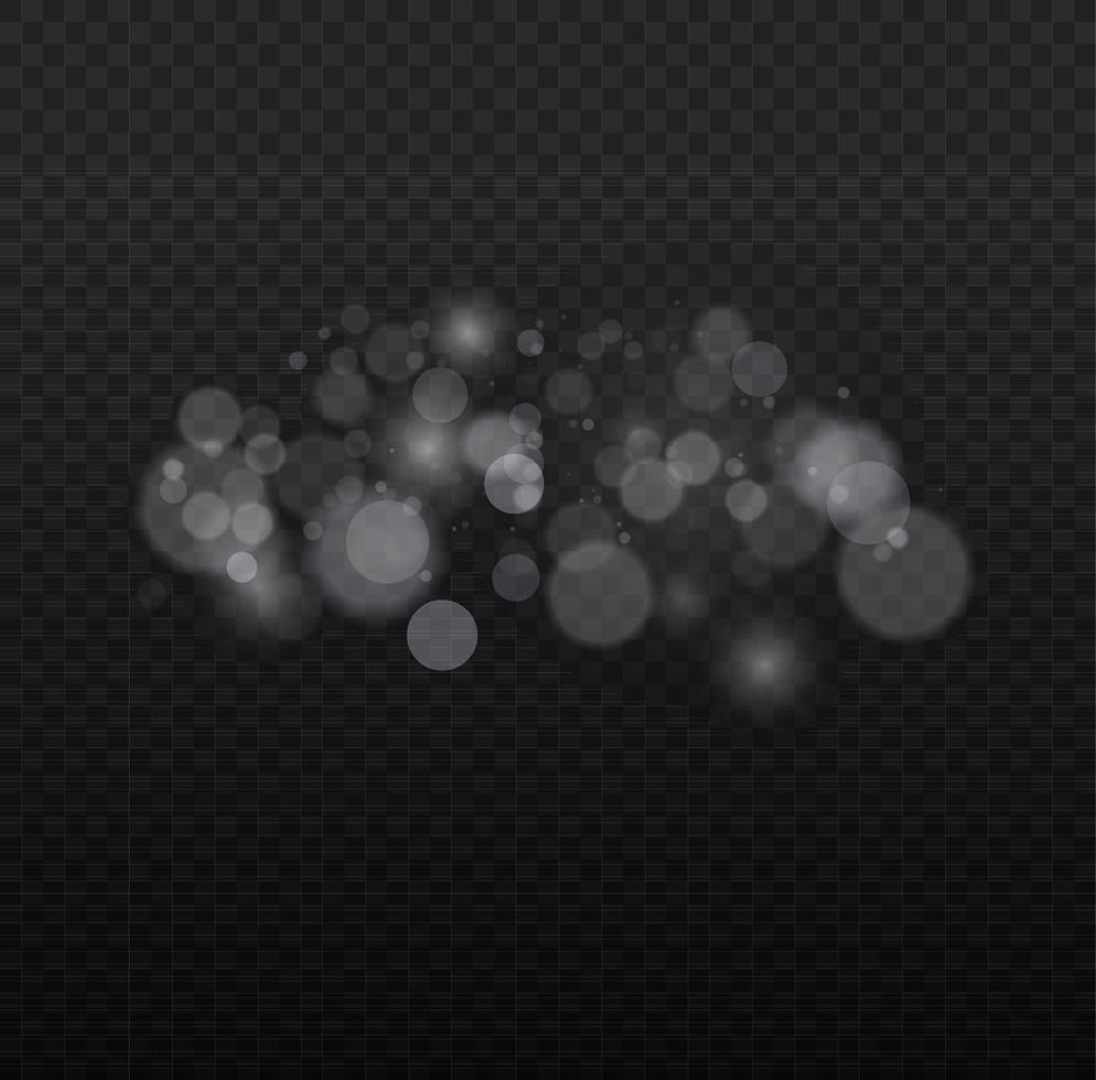 fondo aislado con efecto bokeh de luz. luces de bokeh brillantes abstractas de luz. fondo de navidad de polvo brillante. destello de destello de concepto de navidad. luz de polvo png blanco. vector