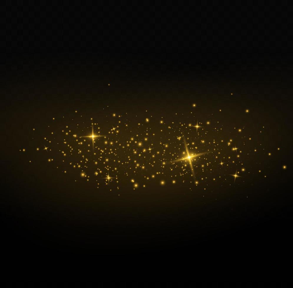 Vector sparkles. Gold dust. Yellow sparks shine light effect.