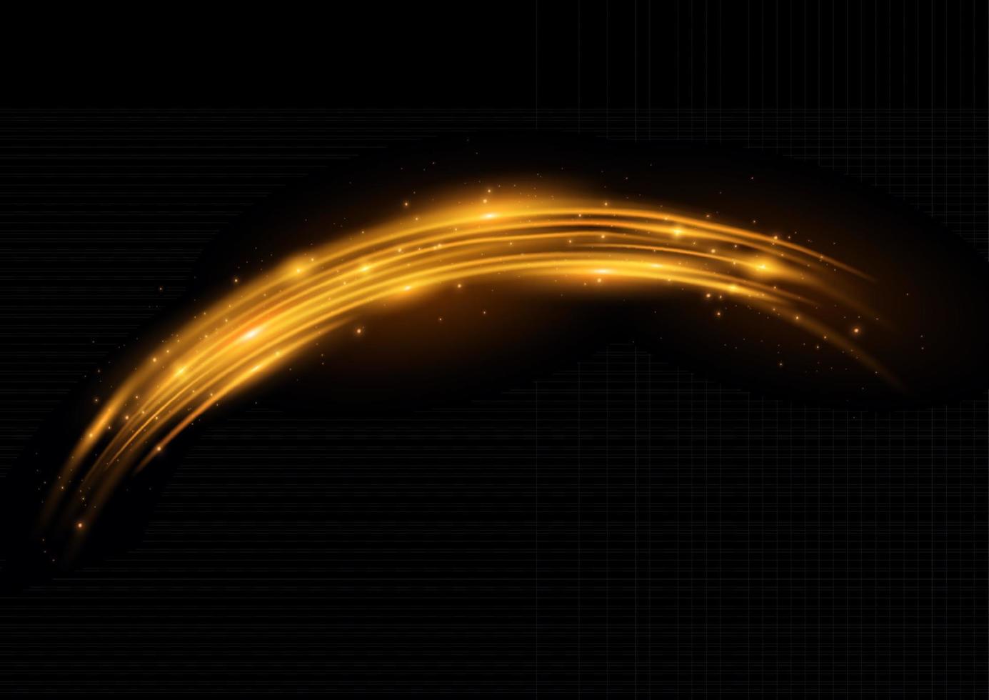 Golden glowing shiny lines effect vector background. Luminous white lines of speed. Light glowing effect. Light trail wave, fire path trace line and incandescence curve twirl.