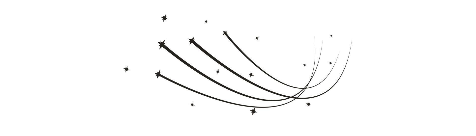 Abstract shooting star, falling star with a powerful trail star on a white background Meteoroid, comet, speed line, motion vortex, asteroid, speed motion line. vector