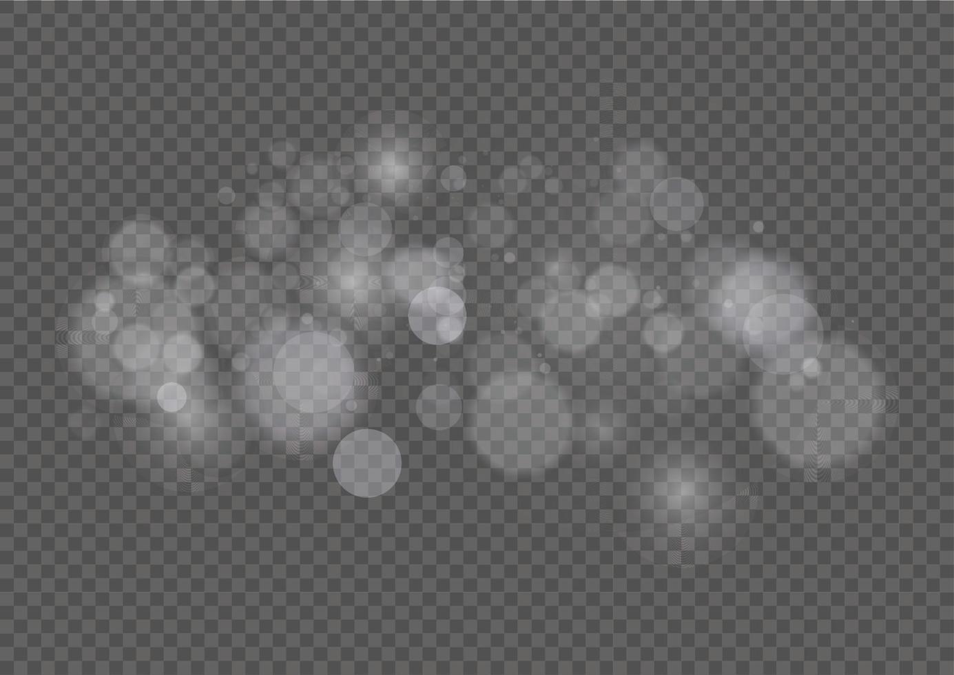 Light bokeh effect isolated background. Light abstract glowing bokeh lights. Christmas background from shining dust. Christmas concept flare sparkle. White png dust light. vector