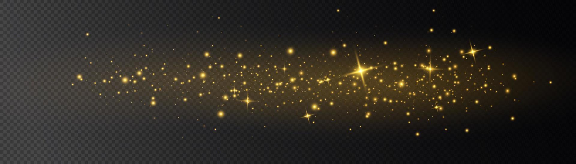 Vector sparkles. Gold dust. Yellow sparks shine light effect.