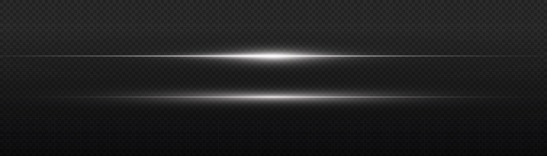 White horizontal lens flares pack. Laser beams, horizontal light rays. Beautiful light flares. Flash light with fairy dust sparks stars shine. Dusty shine light. vector