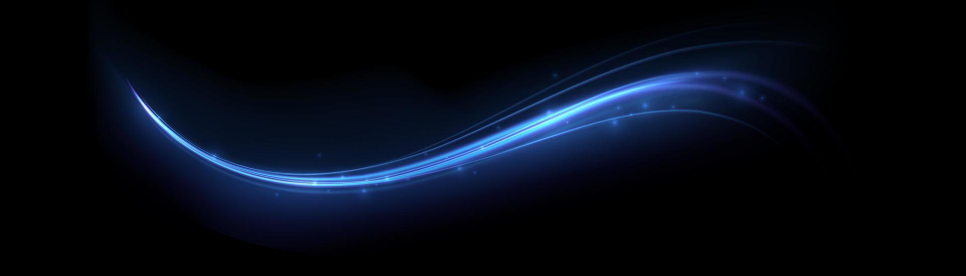 Blue glowing shiny lines effect vector background. Luminous white lines of speed. Light glowing effect. Light trail wave, fire path trace line and incandescence curve twirl.