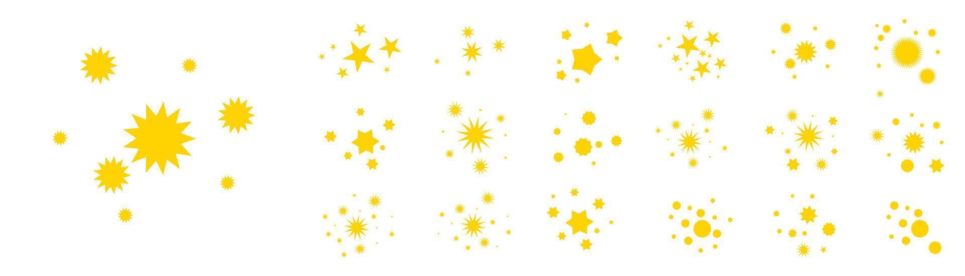 Star icon. Collection of illustrations of twinkling stars. Sparks, shining explosion in the sky. vector