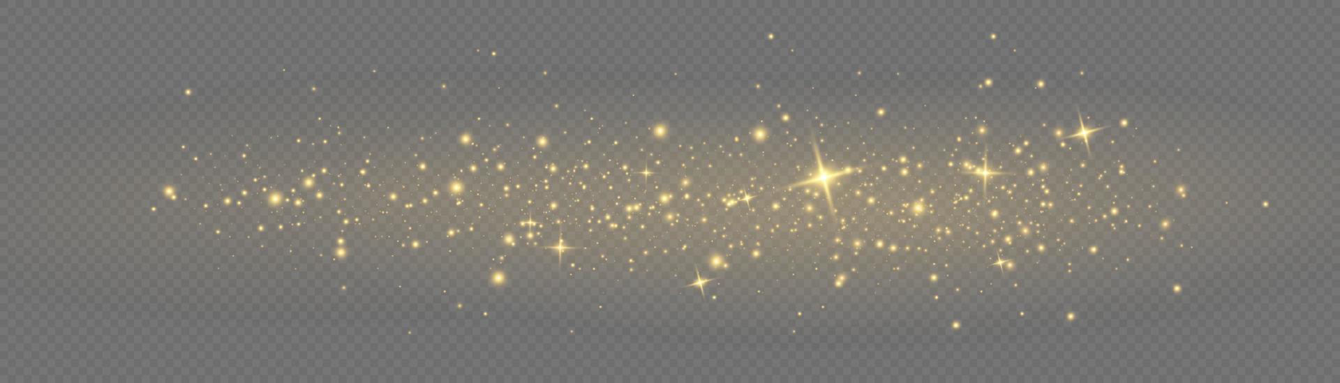 Vector sparkles. Gold dust. Yellow sparks shine light effect.