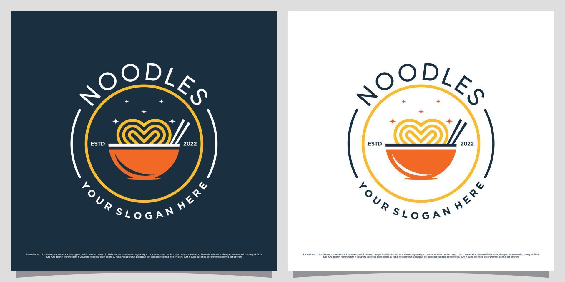 Japanese noodles logo design template with emblem style concept and creative element vector