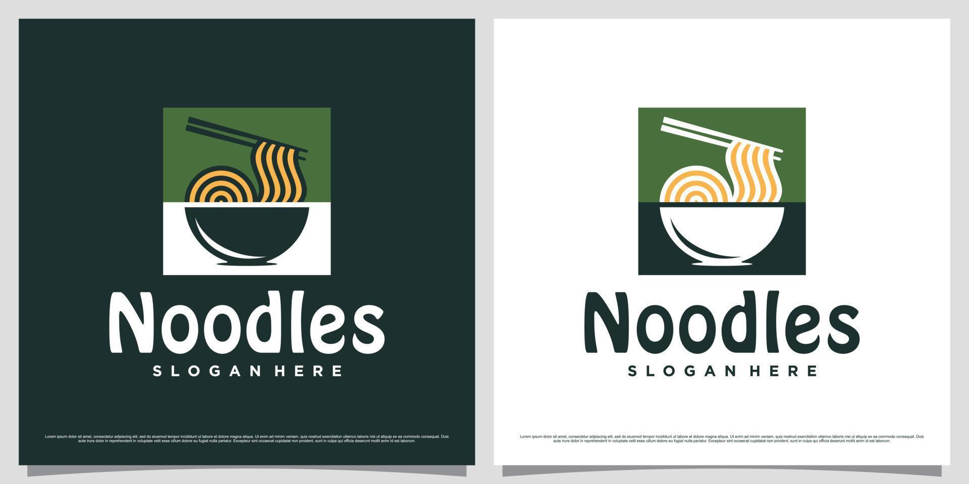 ilustración de diseño de logotipo de fideos ramen con concepto de espacio negativo y elemento creativo vector