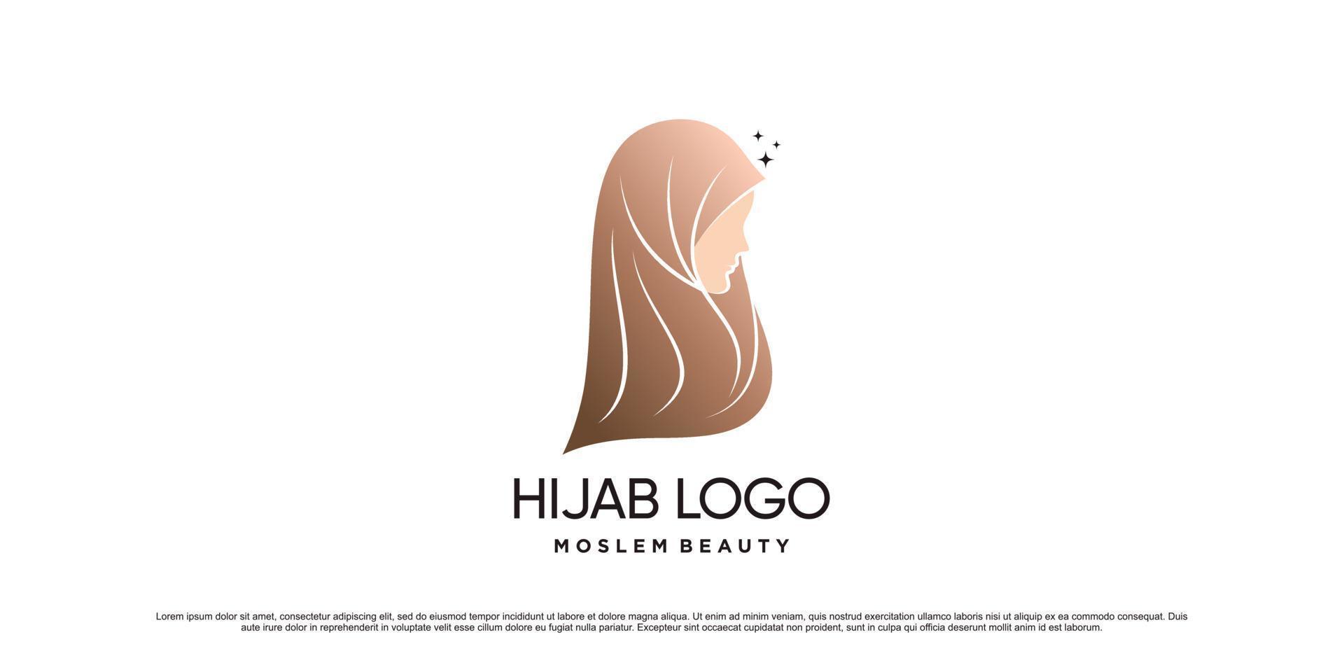 Muslim women logo design template wearing hijab with modern concept and creative element vector