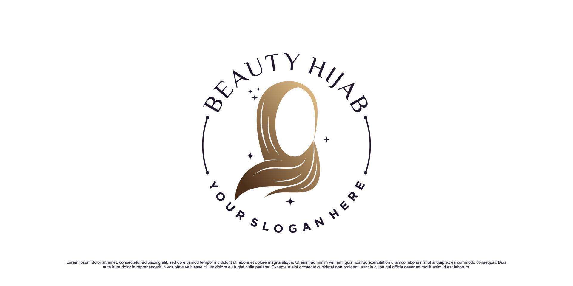 Muslim women logo design template wearing hijab with modern concept and creative element vector