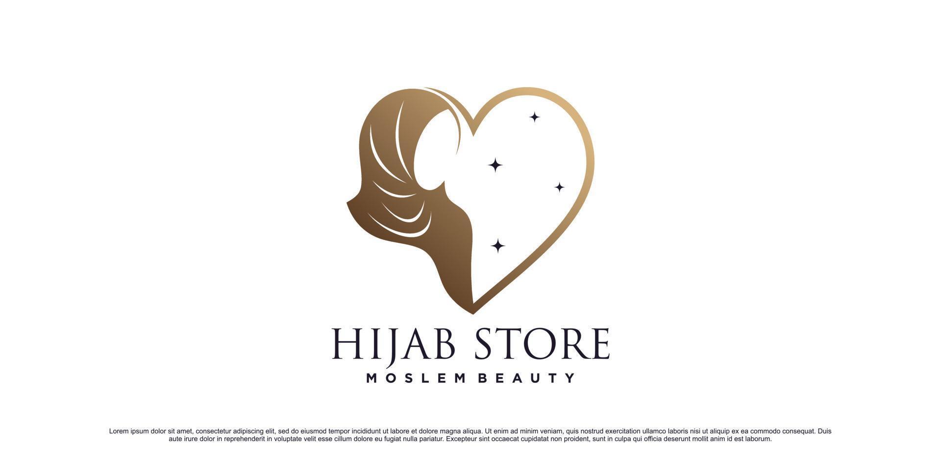 Muslim women logo design template wearing hijab with modern concept and creative element vector