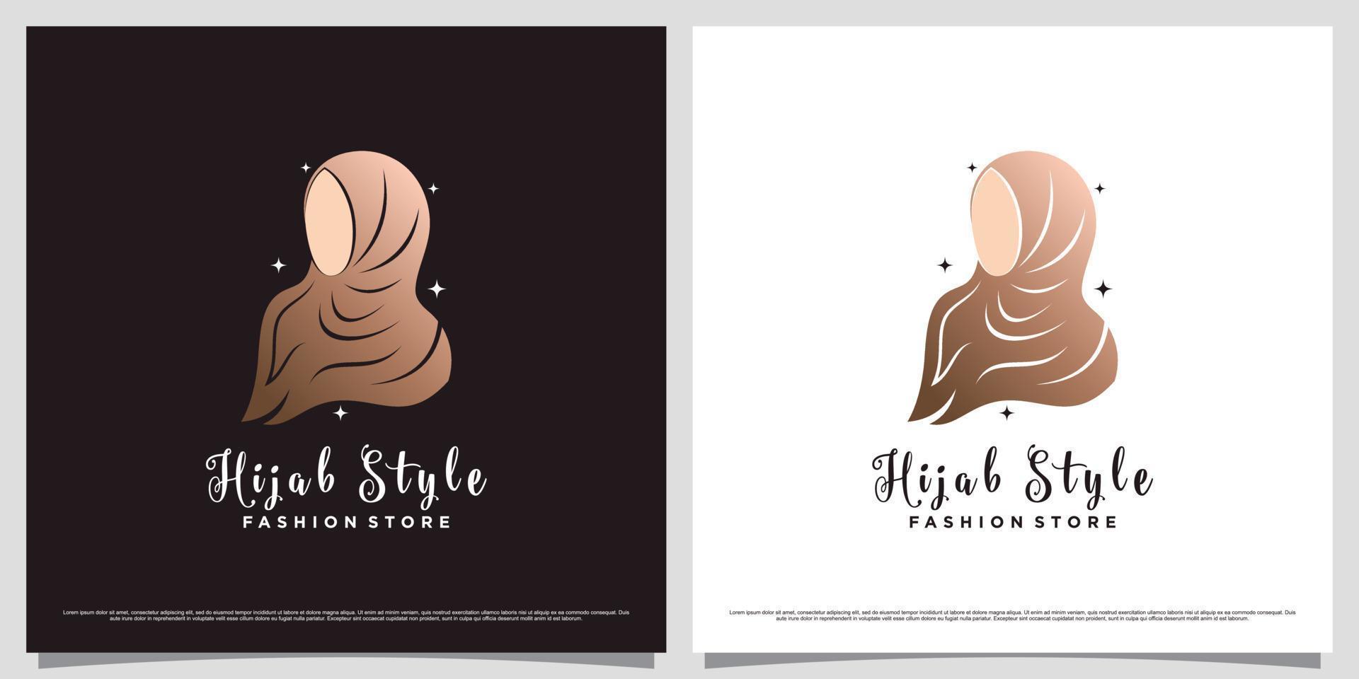 Muslim women logo design template wearing hijab with modern concept and creative element vector