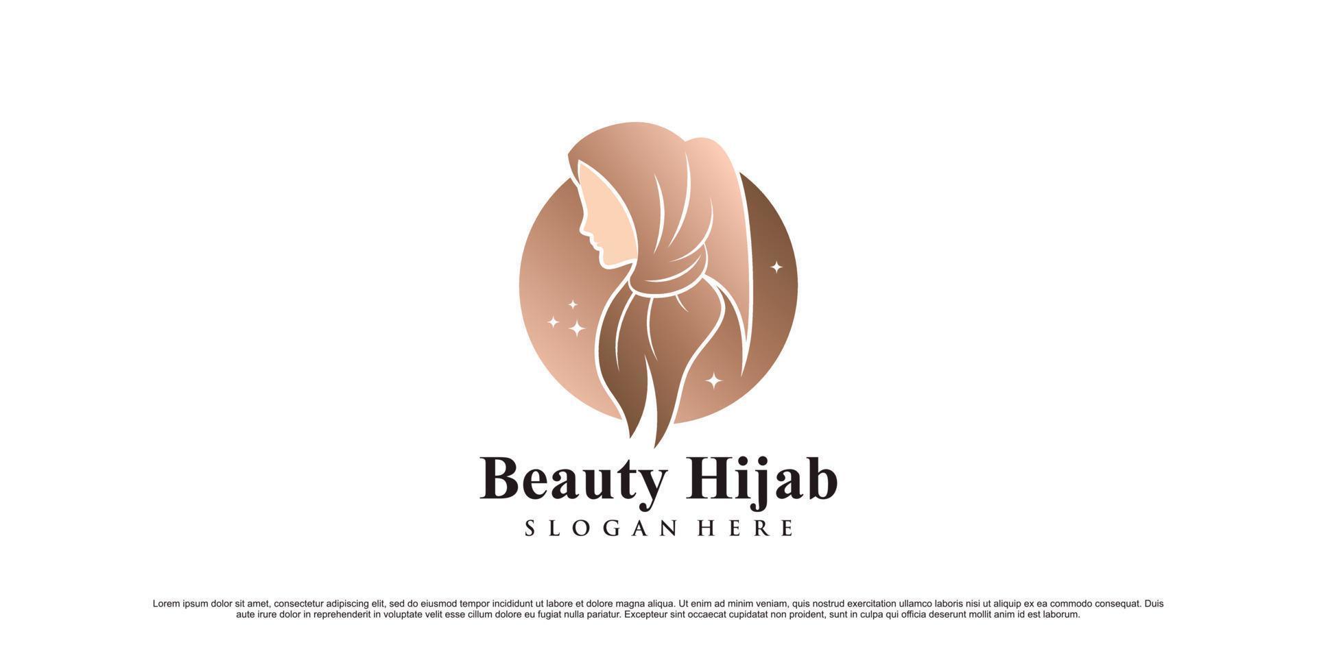 Muslim women logo design template wearing hijab with modern concept and creative element vector