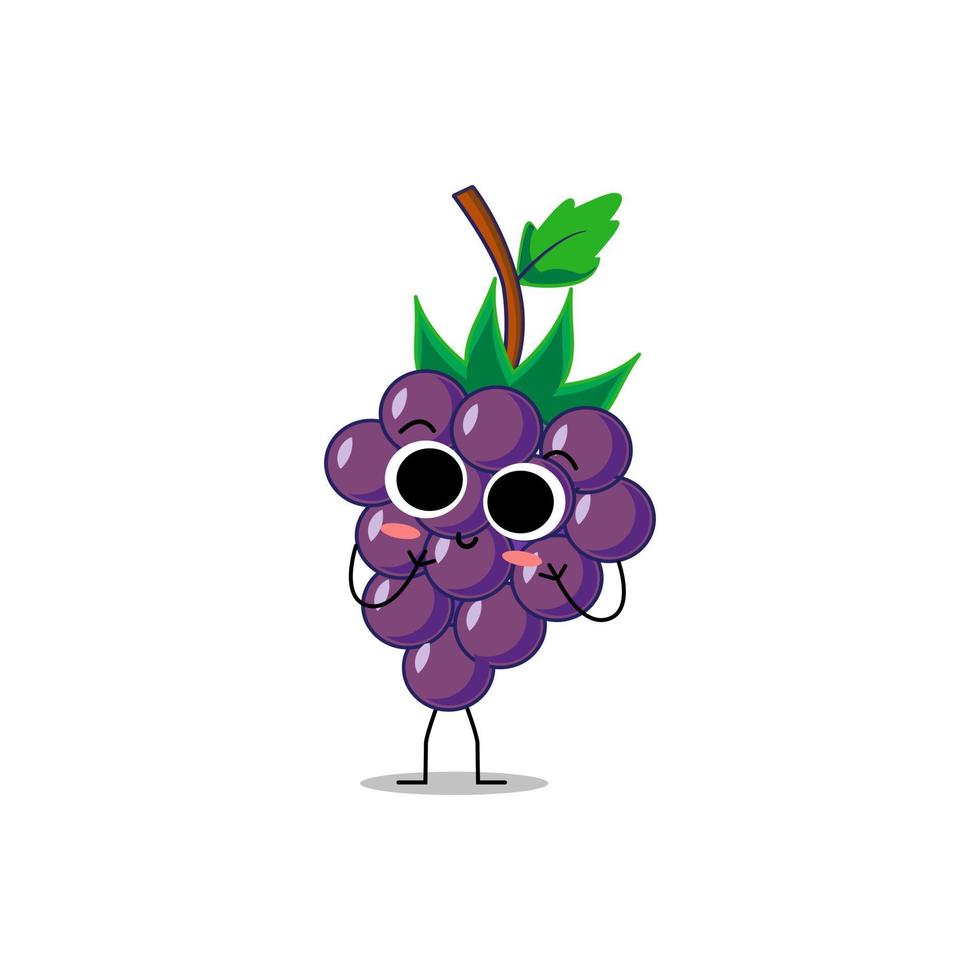 lindo personaje vectorial de fruta de uva en diferentes emociones de acción. colección de personajes de uva en diferentes expresiones, personaje de fruta divertido aislado en fondo blanco vector