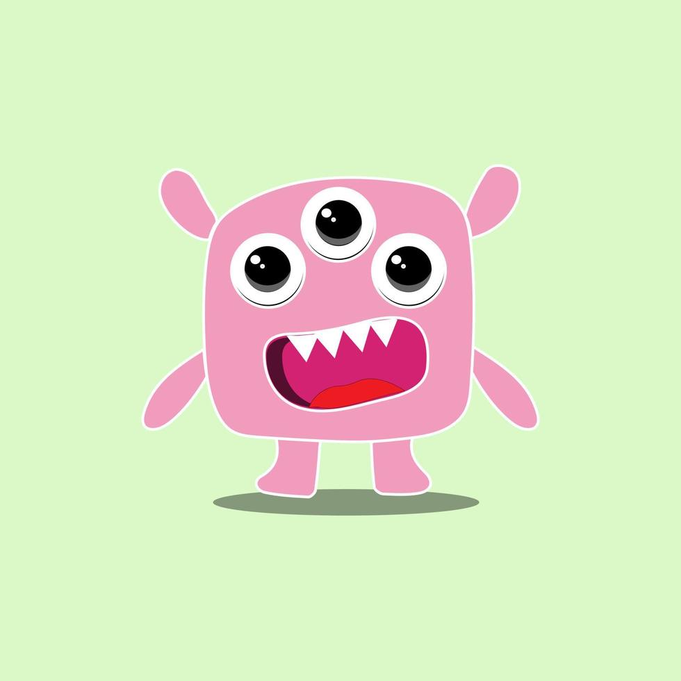 lindo personaje de monstruos de dibujos animados. monstruos en vector de estilo plano. ilustración vectorial