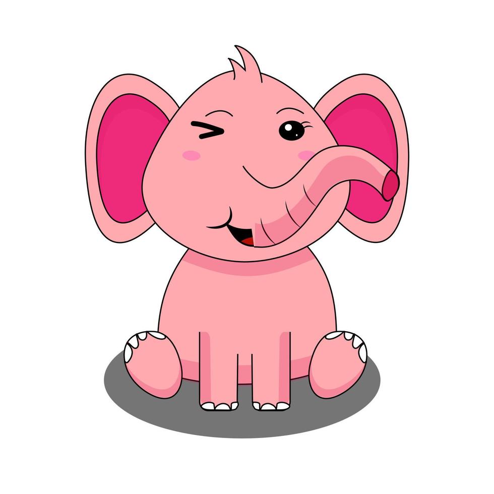 Cute Elephant Sitting Vector Icon Illustration. Elephant Mascot Cartoon Character. Animal Icon Concept White Isolated. Flat Cartoon Style Suitable for Web Landing Page, Banner, Flyer, Sticker, Card