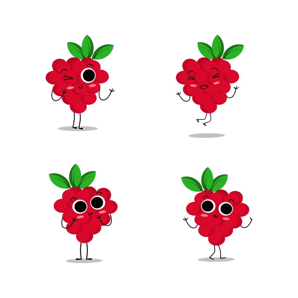 illustration vector graphic of raspberry kawaii. Cute Raspberry bundle set premium vector. Perfect for your product, like juice,etc.