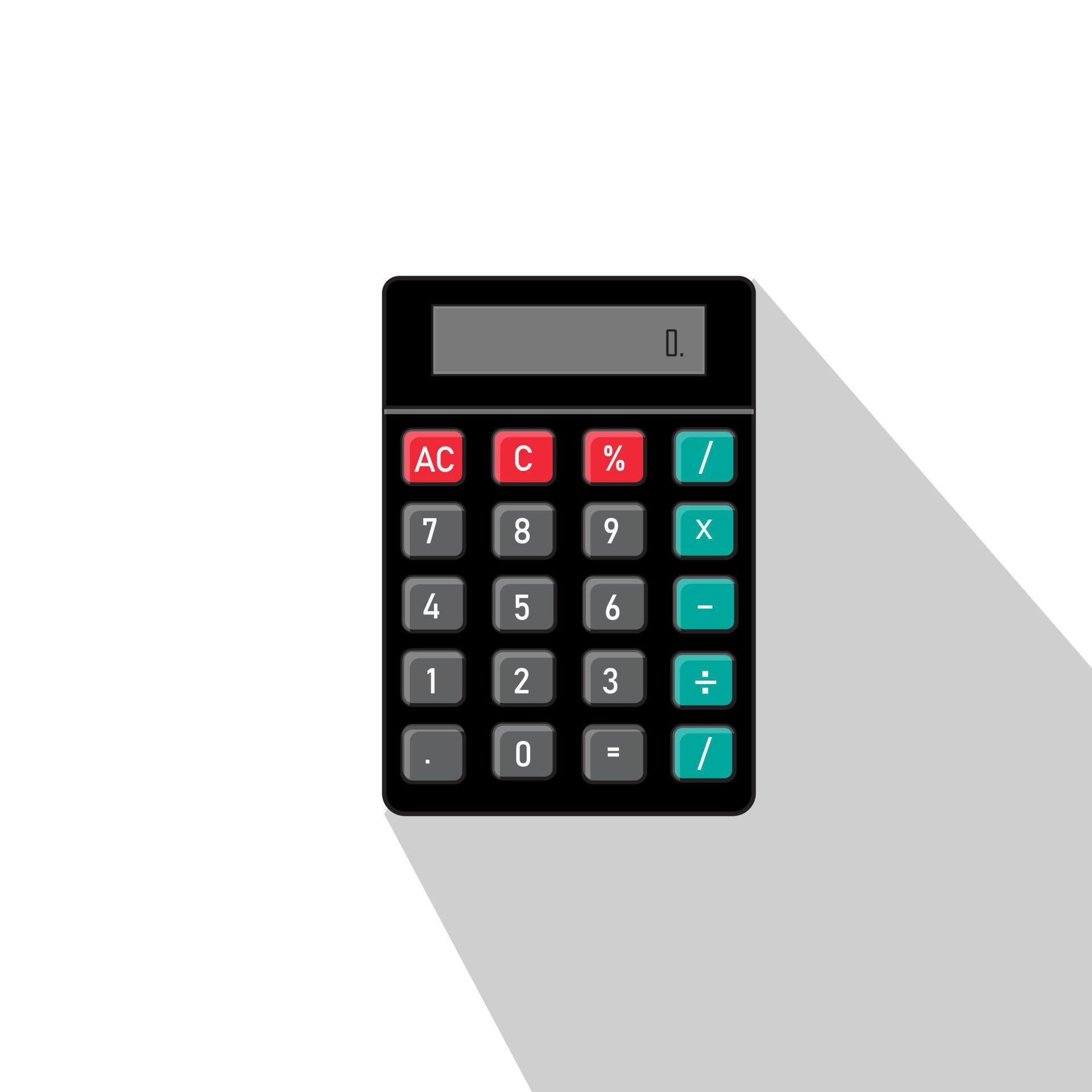 Basic calculator with set of digits isolated on white. Flat design. EPS
