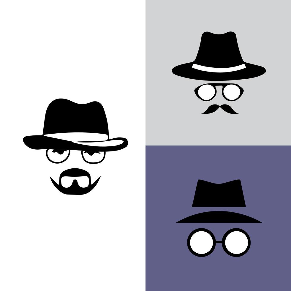 icono de incógnito hombre mujer cara con gafas gráfico vectorial en blanco y negro. línea de agente espía e icono de glifo, seguridad y detective, gráficos vectoriales de signos de piratas informáticos, icono lineal de trazo editable vector