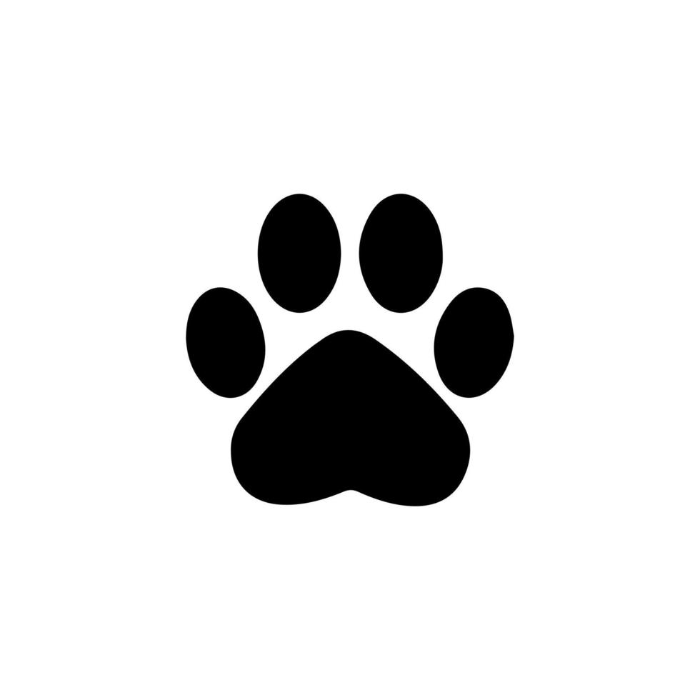 Set of animal paw print. Dog or cat footprint vector icon illustration Paw prints, icon. Vector paw. Dog, puppy, cat, bear, wolf. Legs. Foot prints.