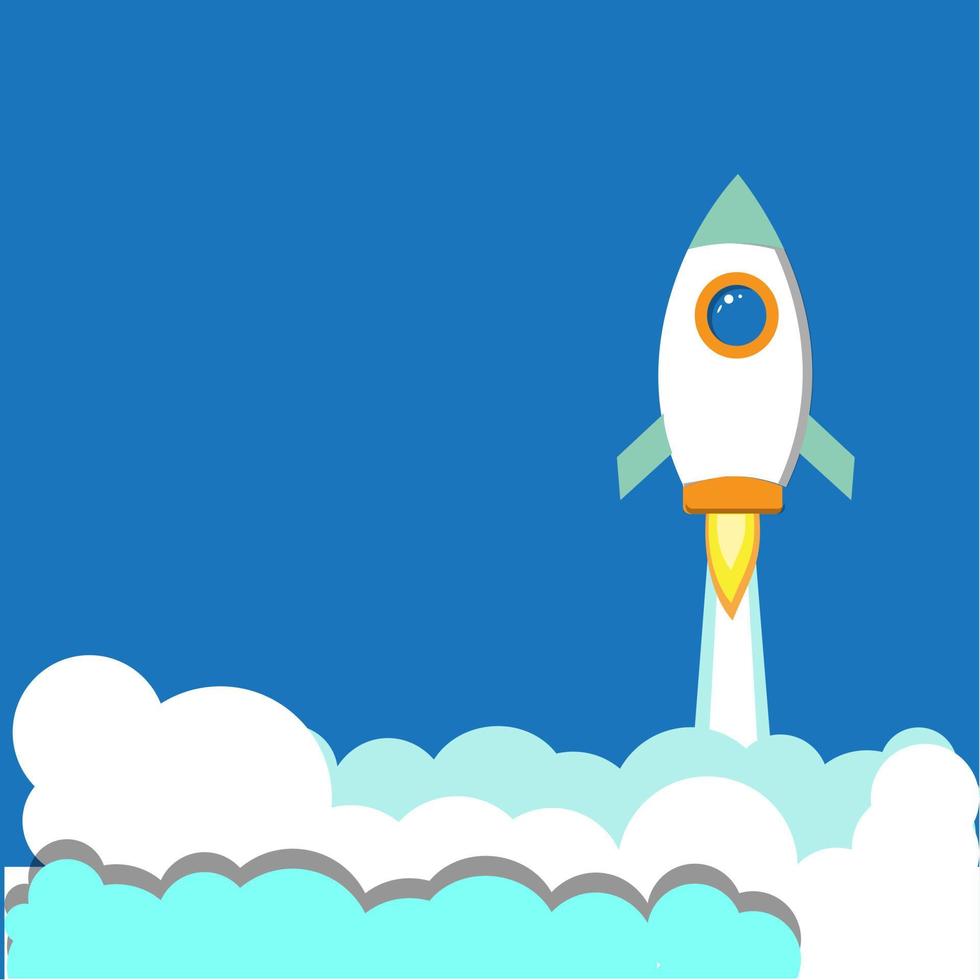 Rocket launch ship. start up, illustration concept of new business product on a market. vector