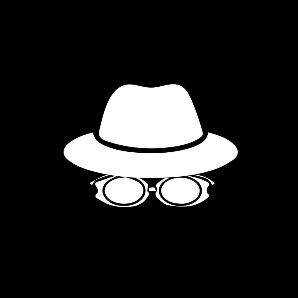 icono de incógnito hombre mujer cara con gafas gráfico vectorial en blanco y negro. línea de agente espía e icono de glifo, seguridad y detective, gráficos vectoriales de signos de piratas informáticos, icono lineal de trazo editable vector