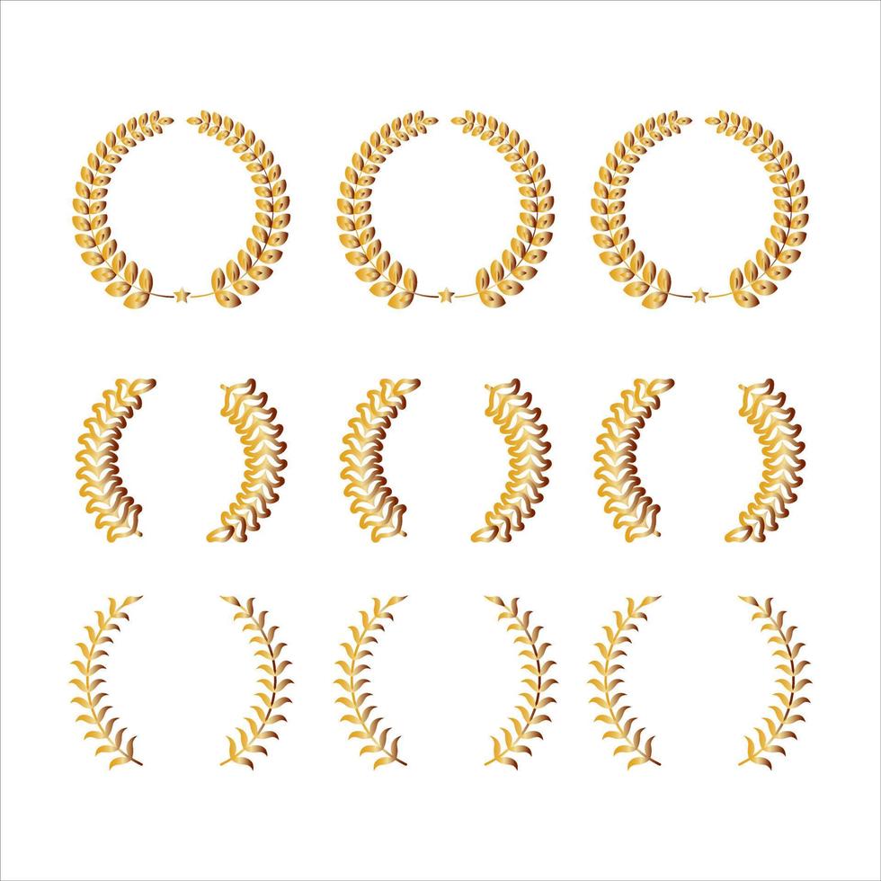 Laurel wreath winner symbol icon set vector