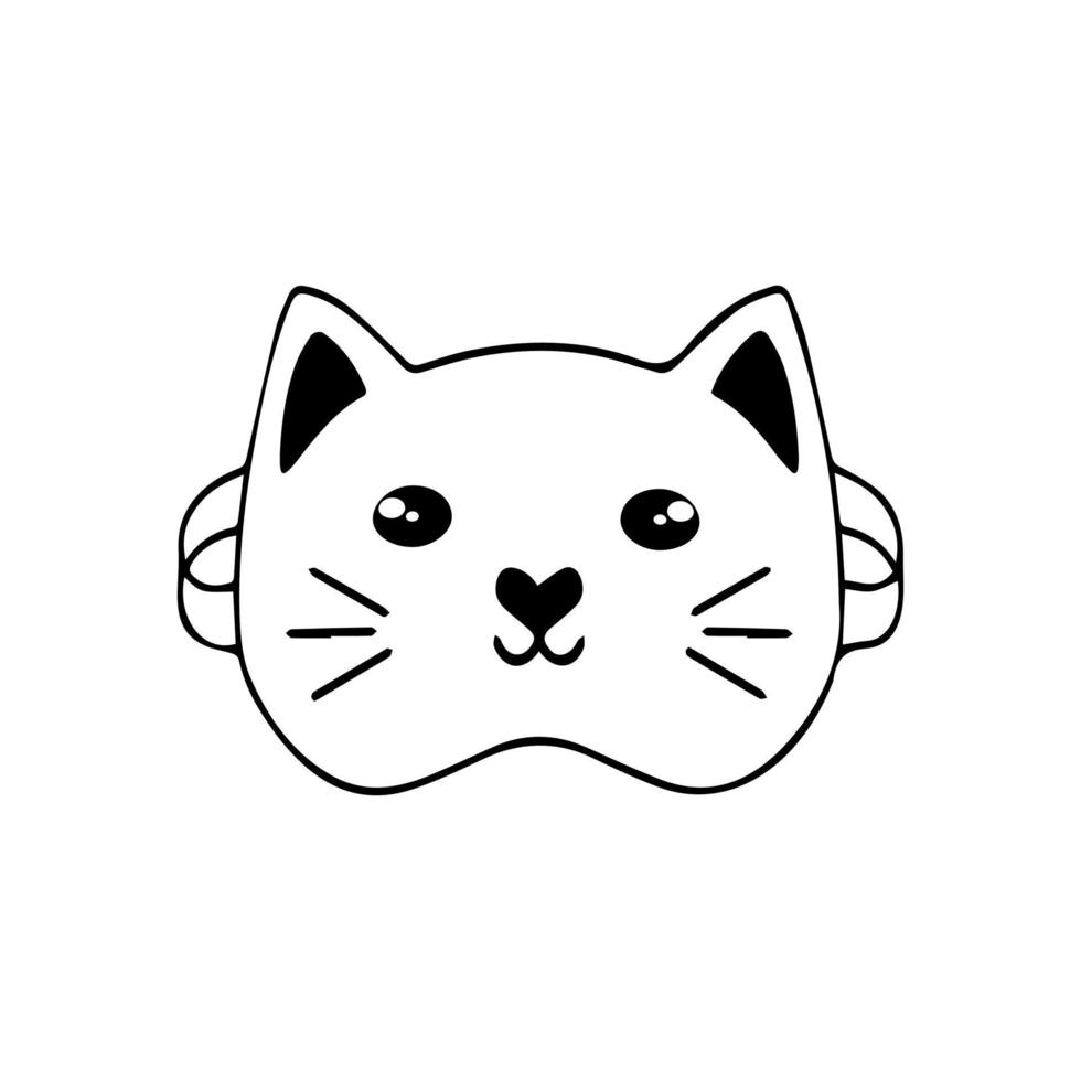 Vector illustration character design outline of cat. Draw doodle style. Cute cat face line icon