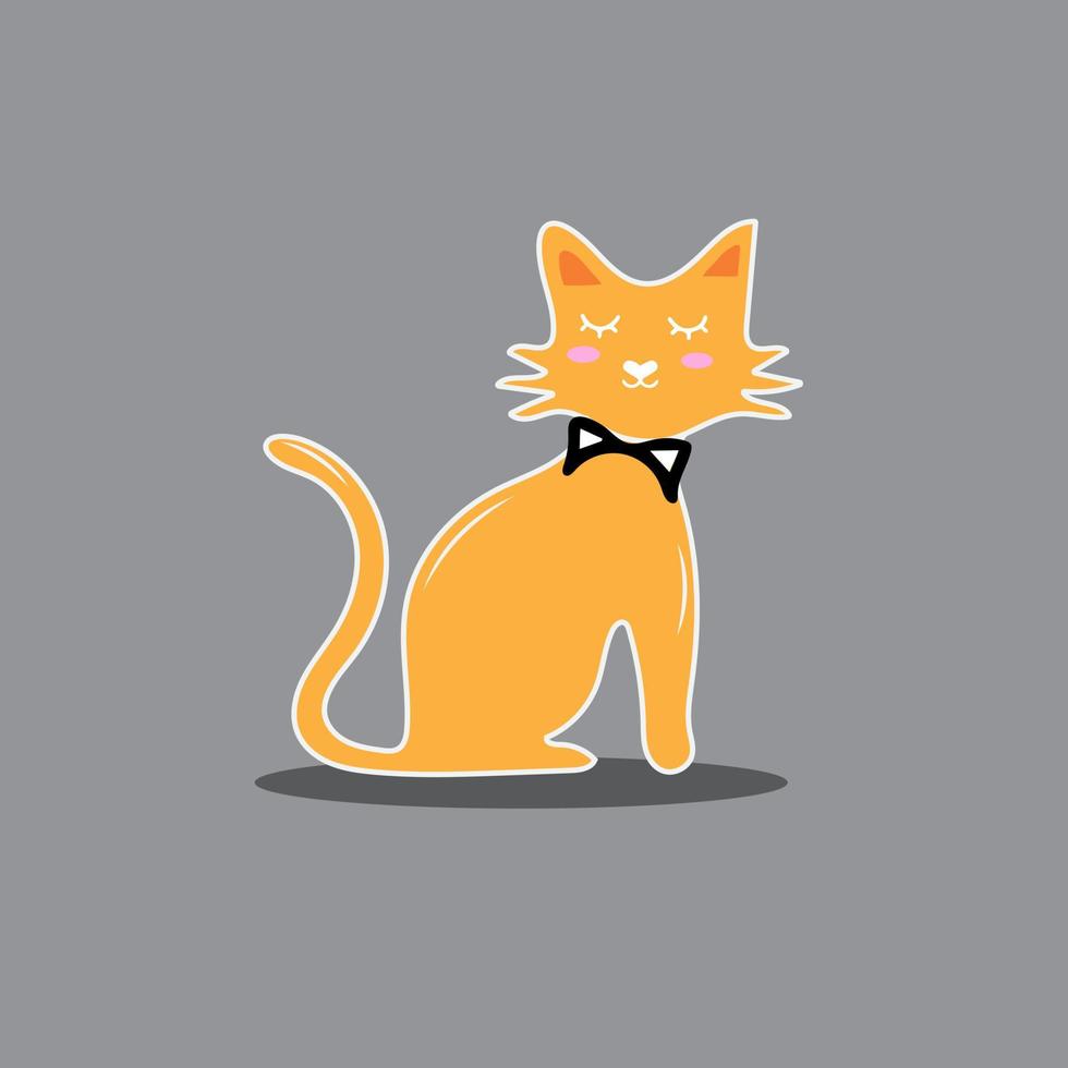Vector illustration character cat sleeping. Cute kitty cat vector illustration set with different cat breeds, toys, and food. Draw doodle style.