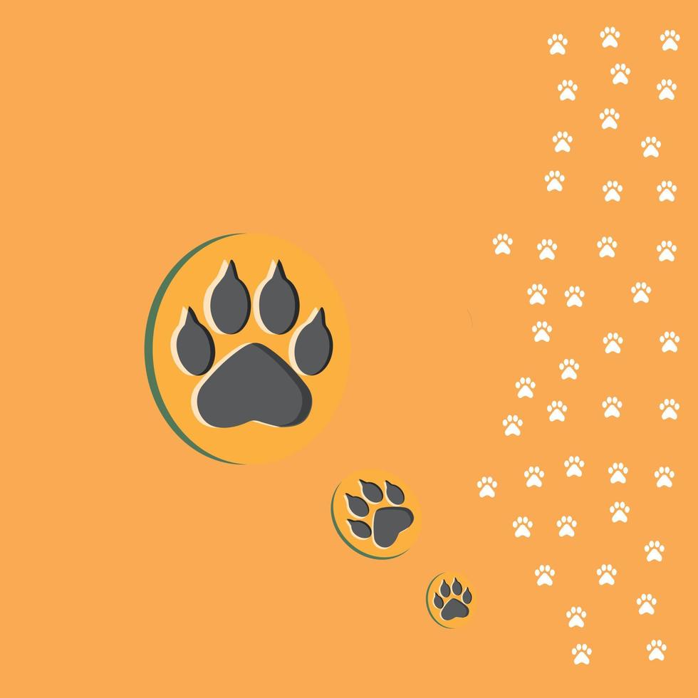 Set of animal paw print. Dog or cat footprint vector icon illustration Paw prints, icon. Vector paw. Dog, puppy, cat, bear, wolf. Legs. Foot prints.