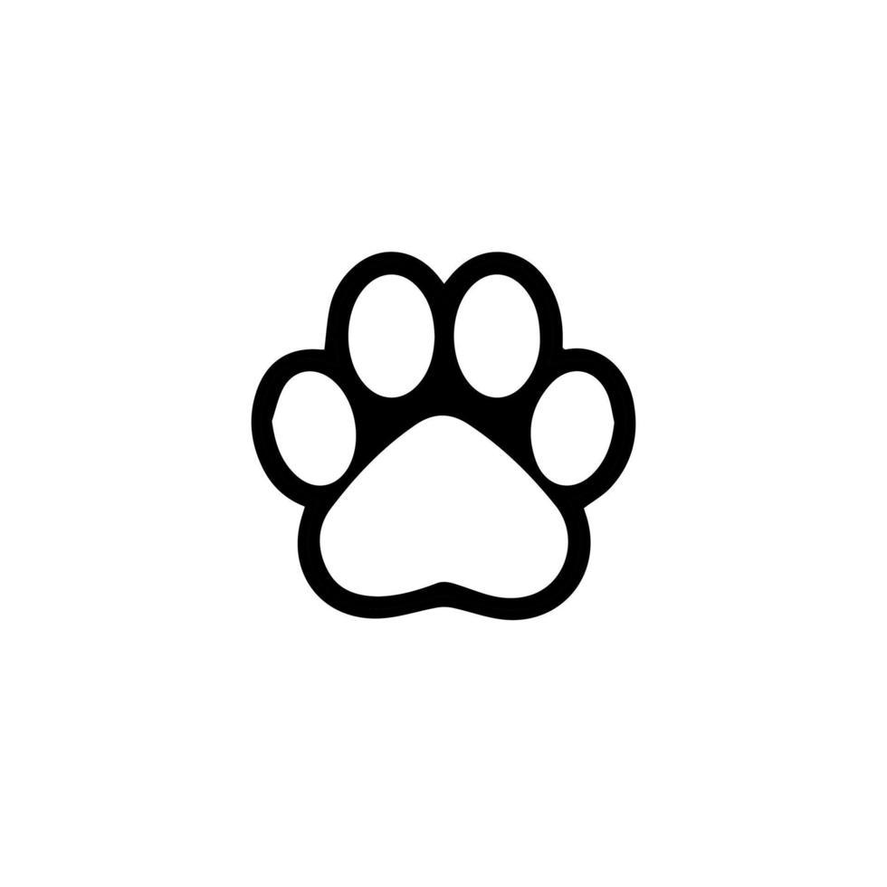 Set of animal paw print. Dog or cat footprint vector icon illustration Paw prints, icon. Vector paw. Dog, puppy, cat, bear, wolf. Legs. Foot prints.