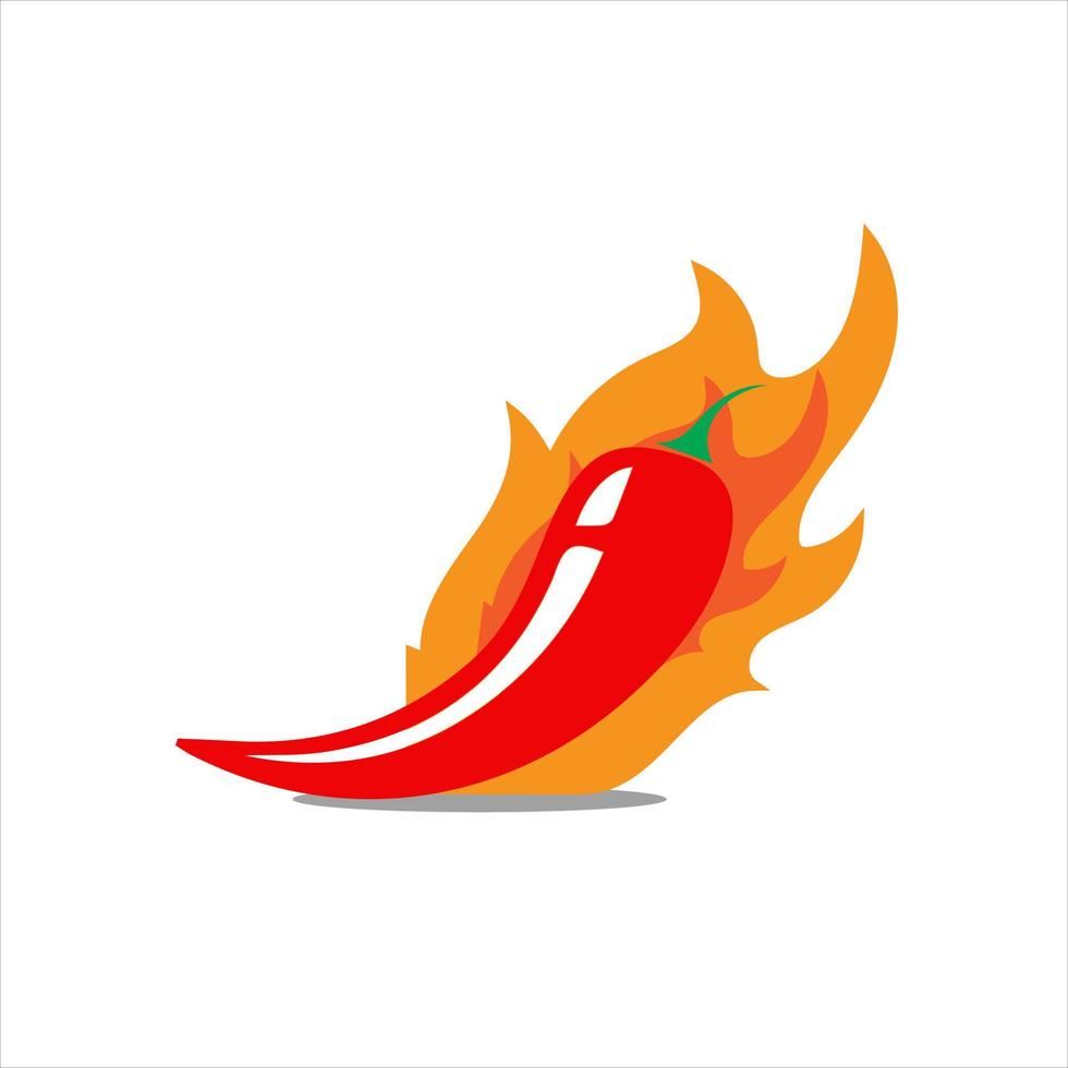 Spicy chilli vegetable, Extra spicy pepper. Icons with pepper on fire. Vector illustration isolated on white background.