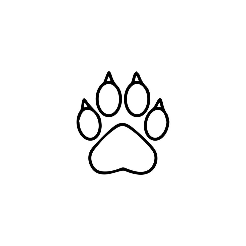 Set of animal paw print. Dog or cat footprint vector icon illustration Paw prints, icon. Vector paw. Dog, puppy, cat, bear, wolf. Legs. Foot prints.