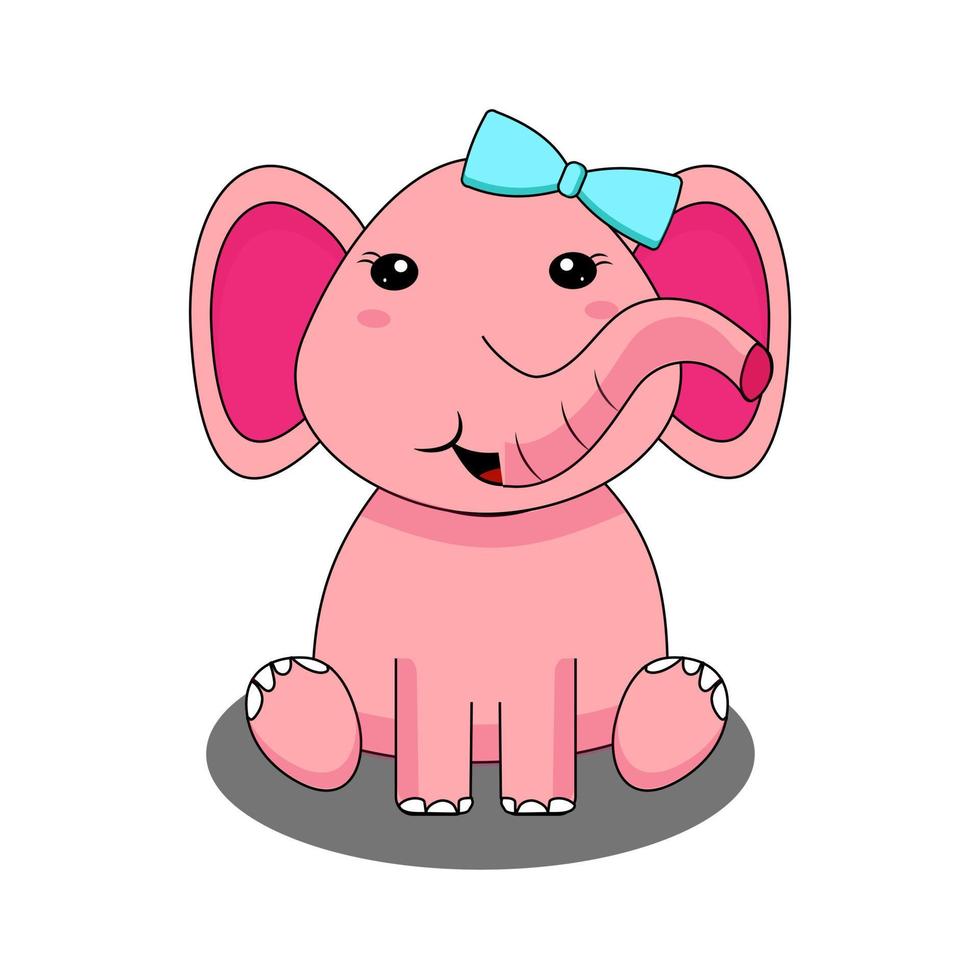 Cute Elephant Sitting Vector Icon Illustration. Elephant Mascot Cartoon Character. Animal Icon Concept White Isolated. Flat Cartoon Style Suitable for Web Landing Page, Banner, Flyer, Sticker, Card