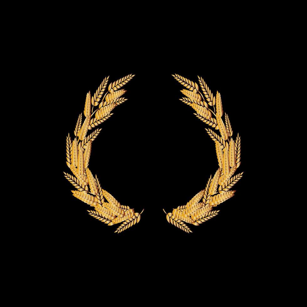 Gold award laurel wreath on dark background. vector