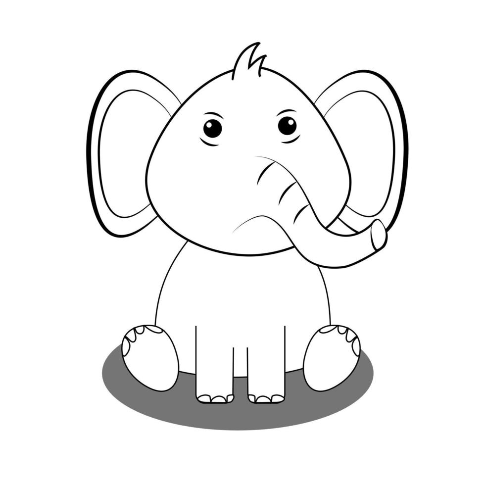 Cute Elephant Sitting Vector Icon Illustration. Elephant Mascot Cartoon Character. Animal Icon Concept White Isolated. Flat Cartoon Style Suitable for Web Landing Page, Banner, Flyer, Sticker, Card