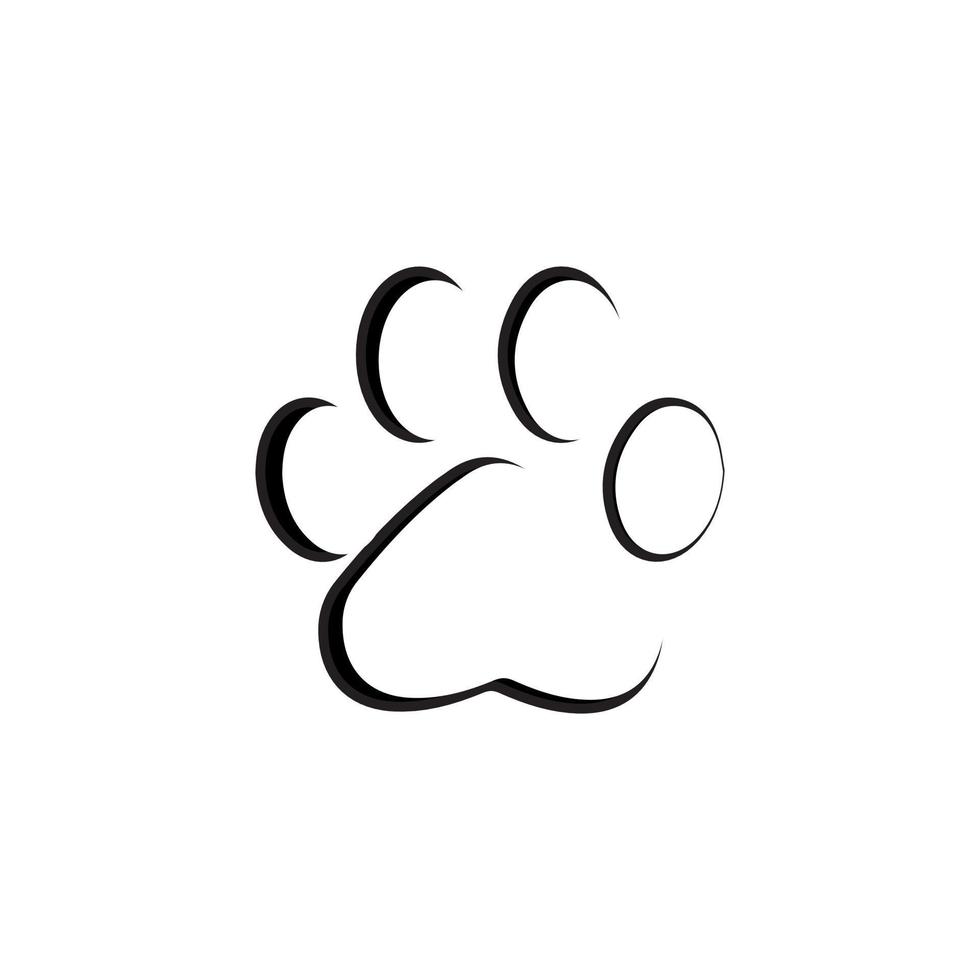 Set of animal paw print. Dog or cat footprint vector icon illustration Paw prints, icon. Vector paw. Dog, puppy, cat, bear, wolf. Legs. Foot prints.