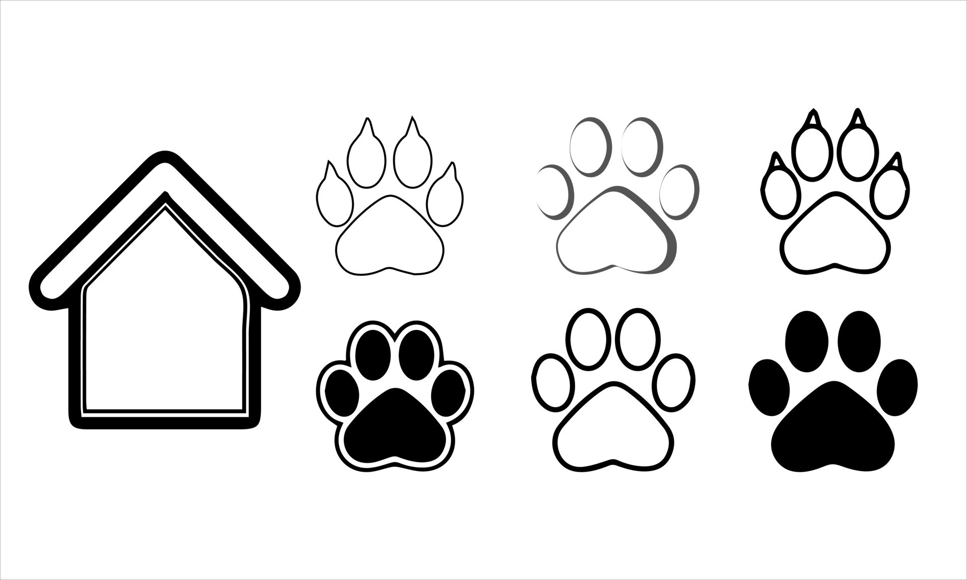 Set Of Animal Paw Print Dog Or Cat Footprint Vector Icon Illustration set-of-animal-paw-print-dog-or-cat-footprint-vector-icon-illustration