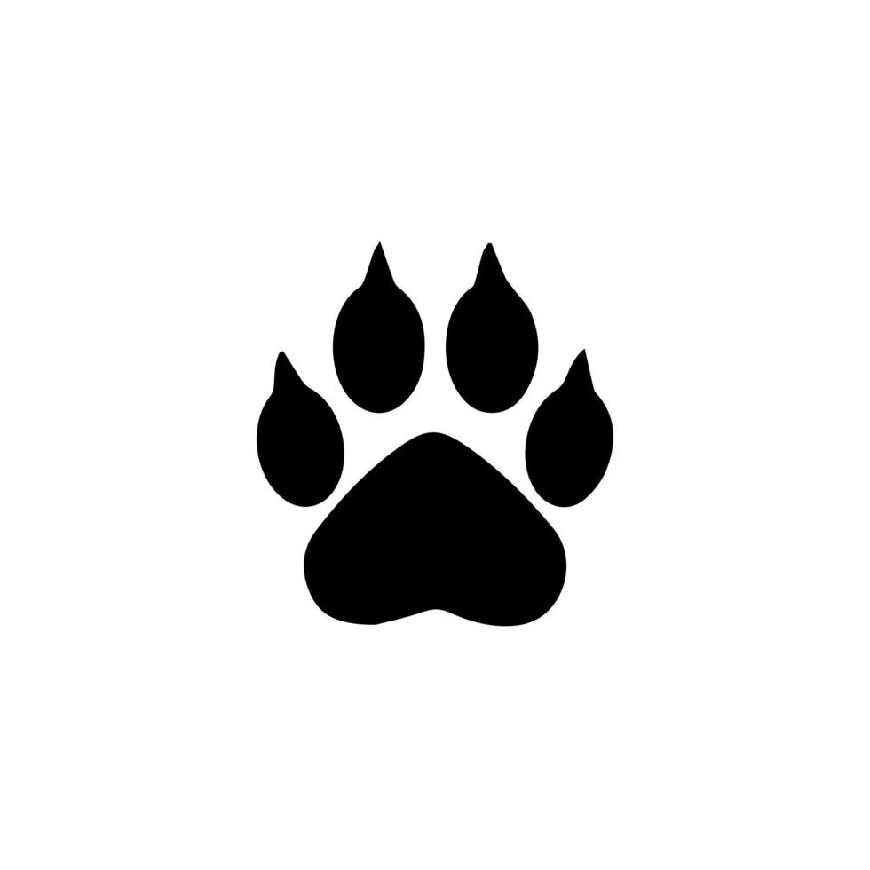 Set of animal paw print. Dog or cat footprint vector icon illustration Paw prints, icon. Vector paw. Dog, puppy, cat, bear, wolf. Legs. Foot prints.