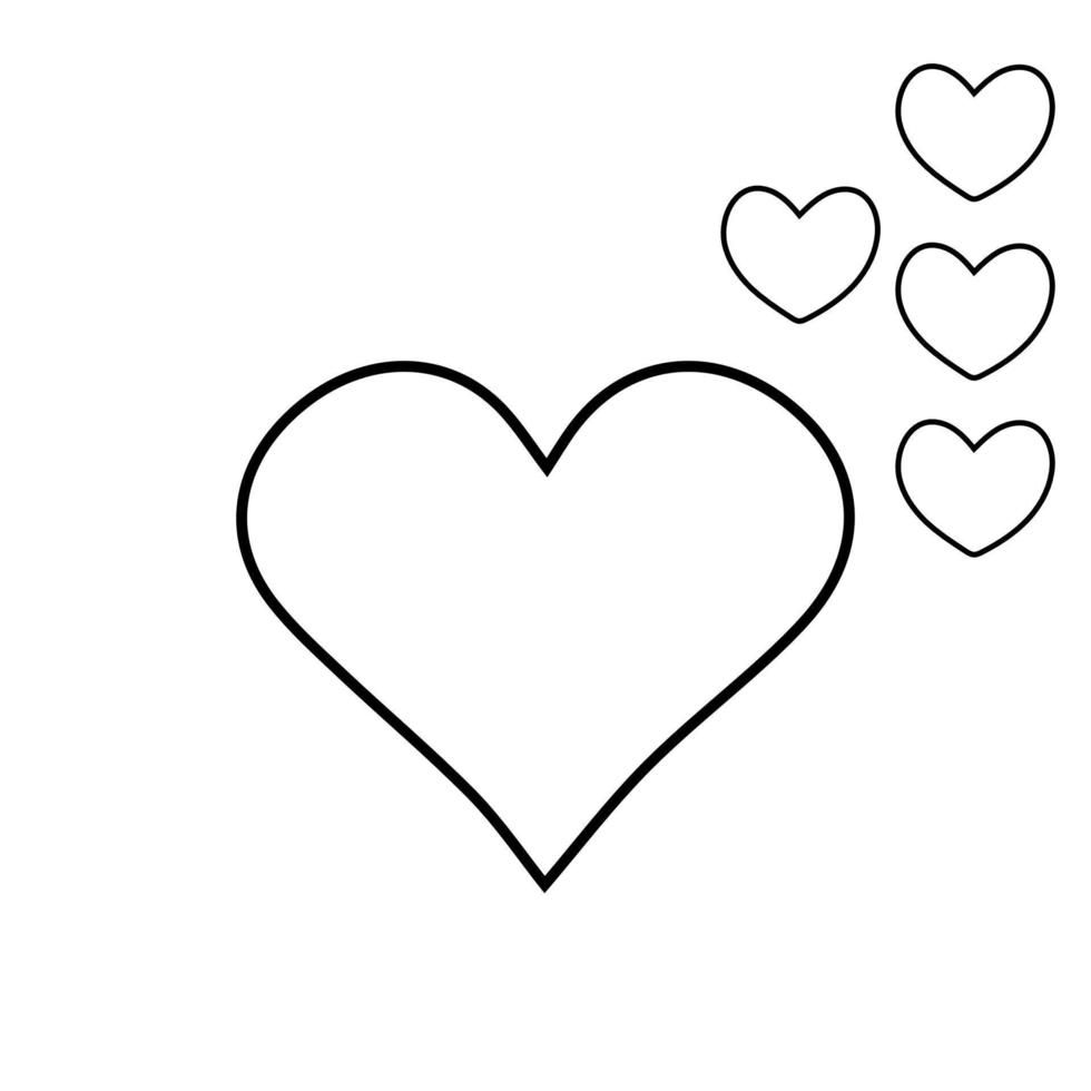 Heart icon. Symbol of love and Saint Valentines Day. Simple flat black thick outline vector shape