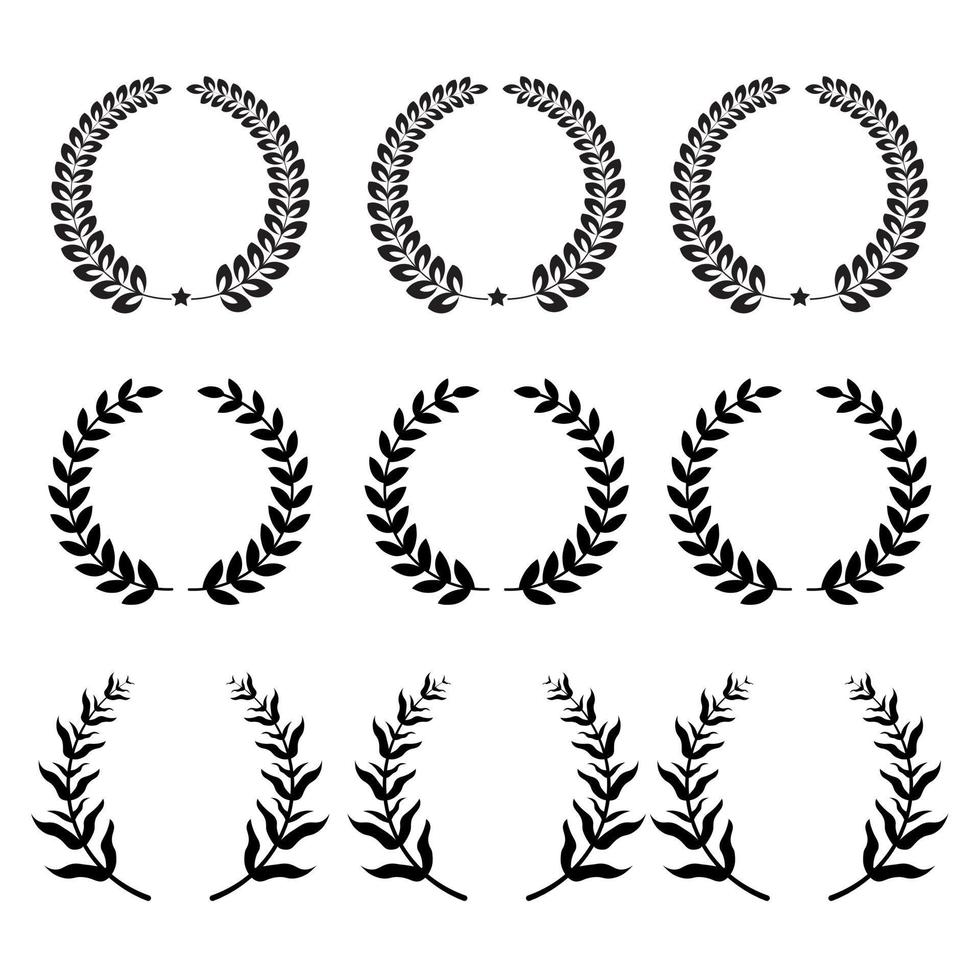 Laurel Wreath Flora theme on a white background set vector