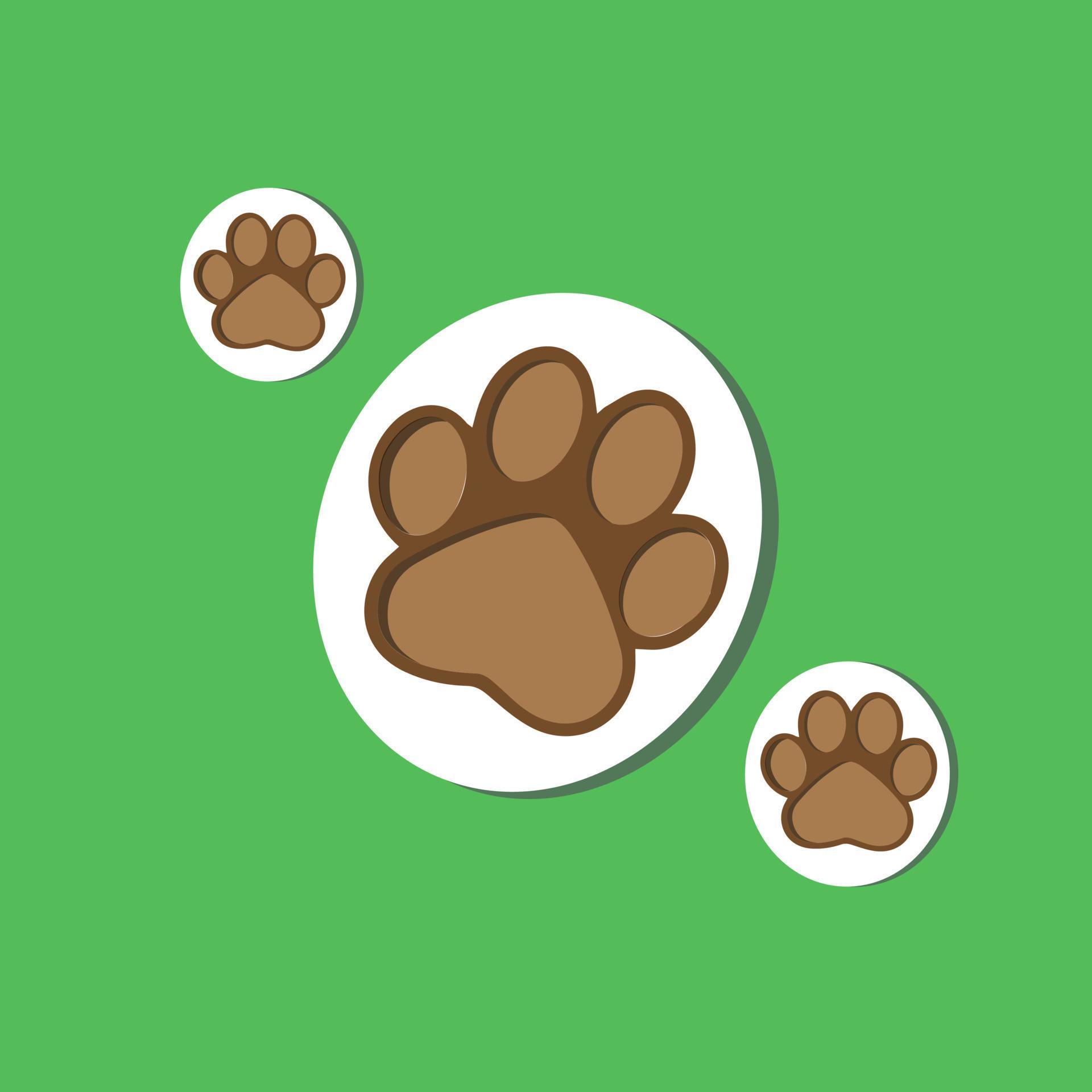 Set of animal paw print. Dog or cat footprint vector icon illustration