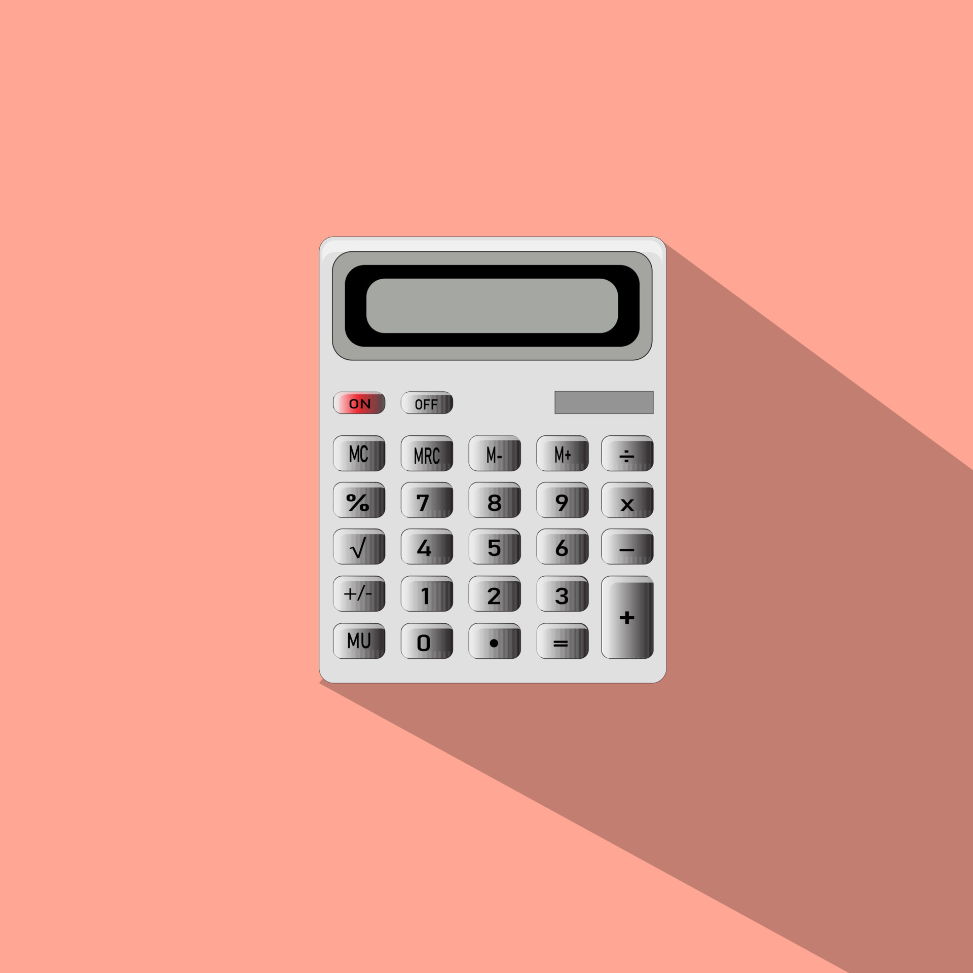 Basic calculator with set of digits isolated on white. Flat design. EPS