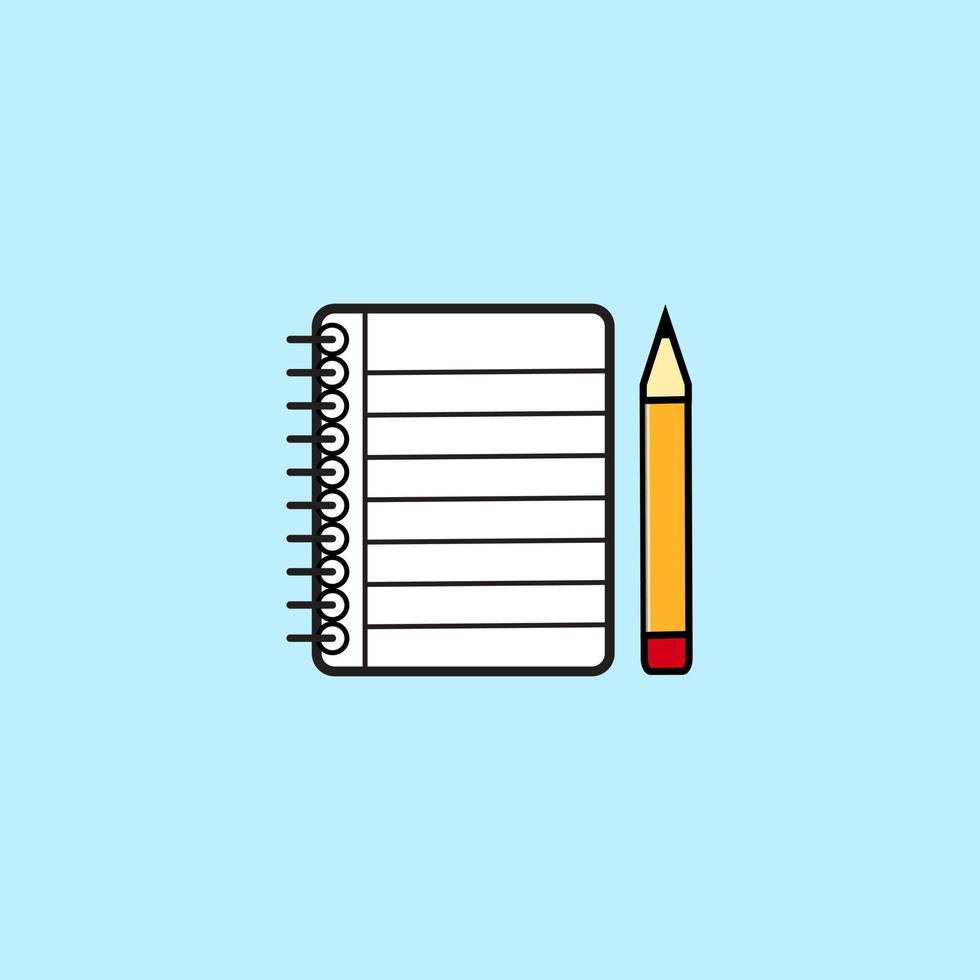 Lesson pencil notebook icon. Flat illustration of lesson pencil notebook vector icon for web design